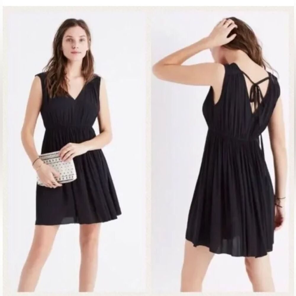 New without Tag MADEWELL Black Magnolia Tie-Back Dress M office chic OLDSTOCK